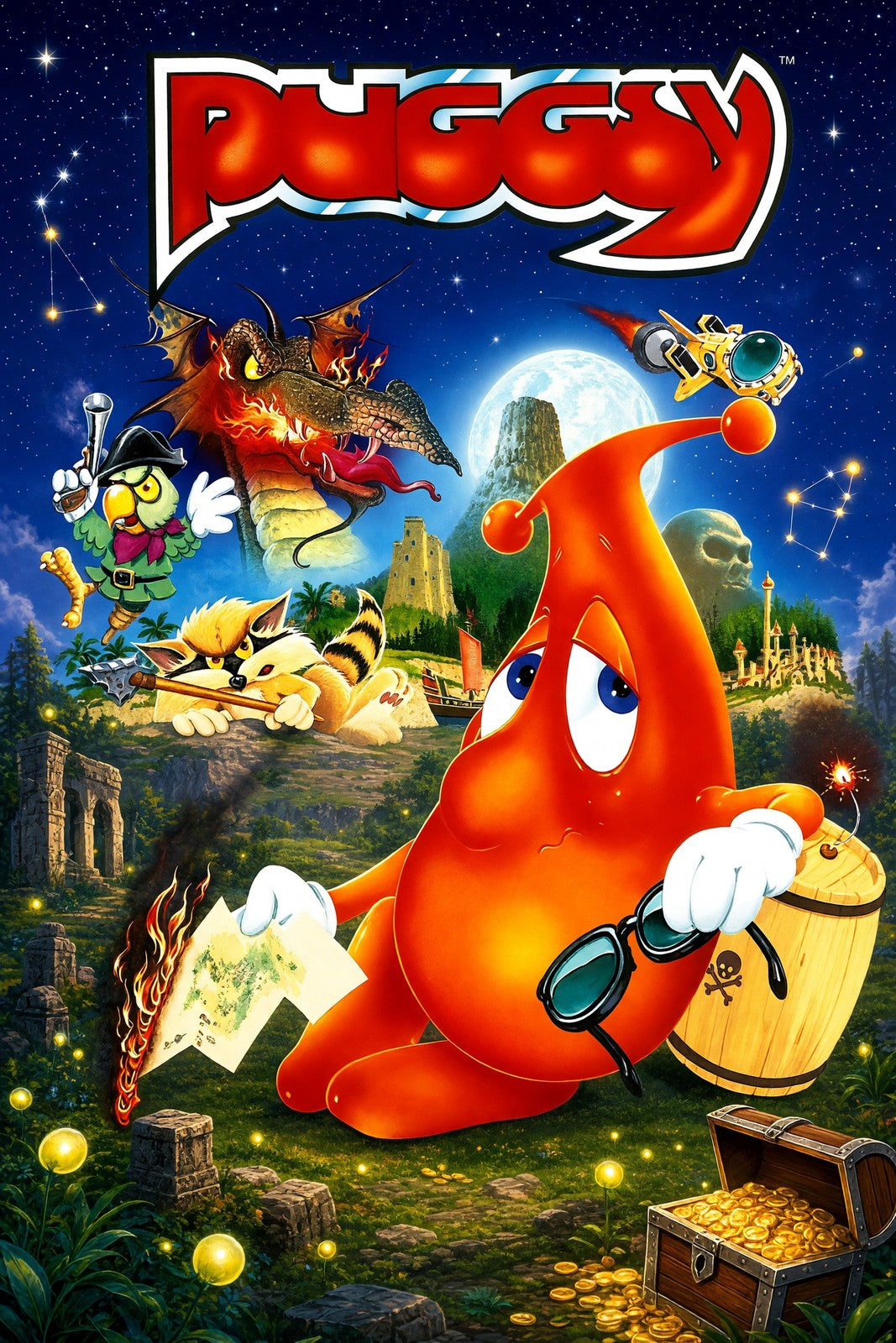 Puggsy Poster – Red Creature Adventure Fantasy Game Art Wall Art Decor