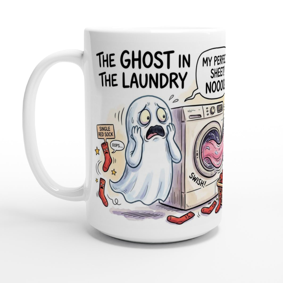 Ghost in the Laundry Funny Halloween Ceramic Coffee Mug