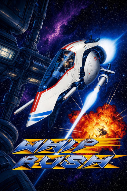 Whip Rush Poster - Sci-Fi Spaceship Shooter Retro Game Art Wall Art