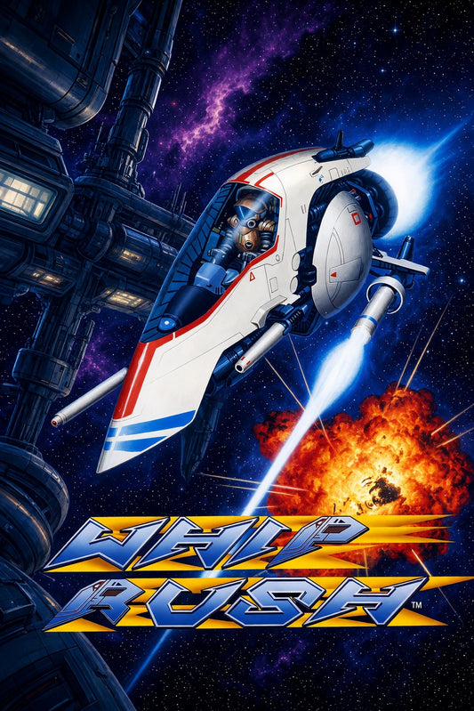 Whip Rush Poster - Sci-Fi Spaceship Shooter Retro Game Art Wall Art