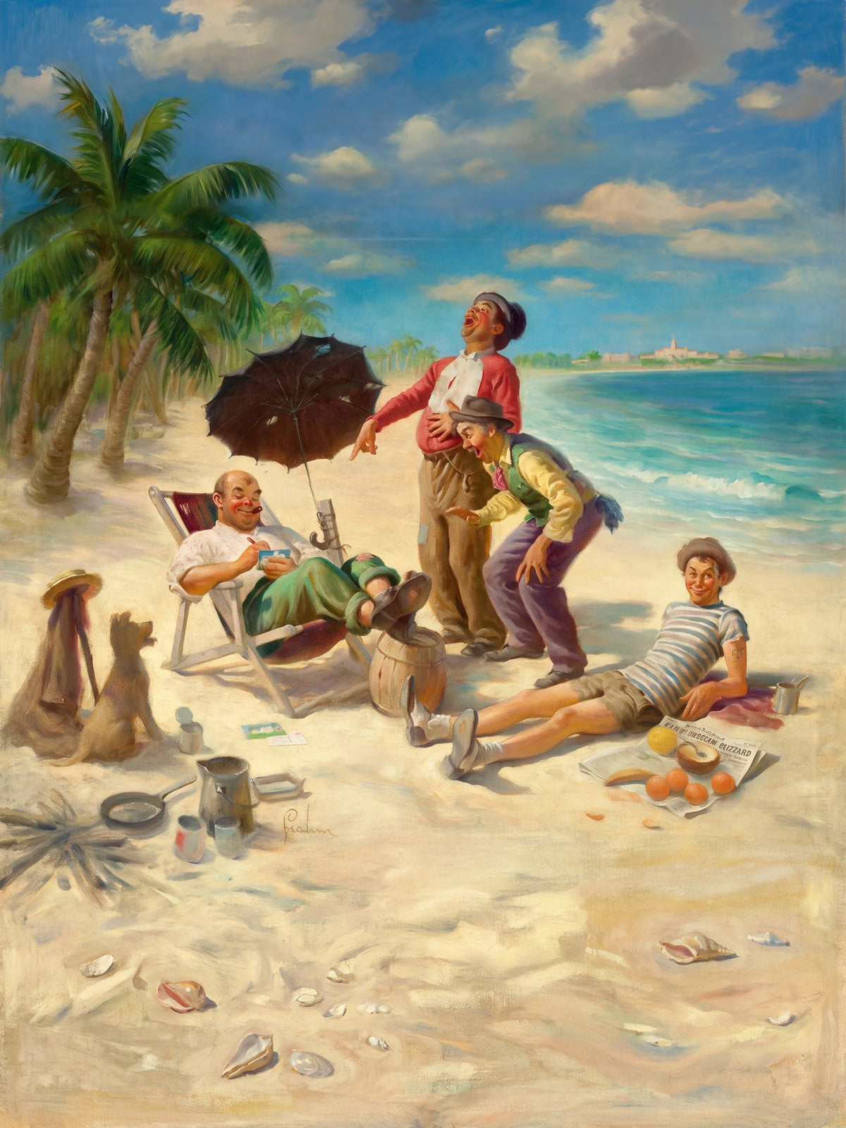 Hobo's Holiday by Art Frahm 1952 Poster – Beach Family Retro Wall Art Decor