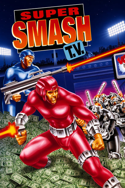 Super Smash TV Arcade Game Poster – Retro 90s Action Wall Art Decor