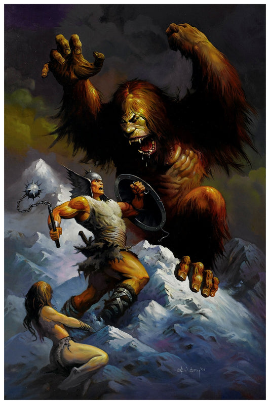 Monster of the Mountains Poster – Ken Kelly Fantasy Barbarian Art (1993)