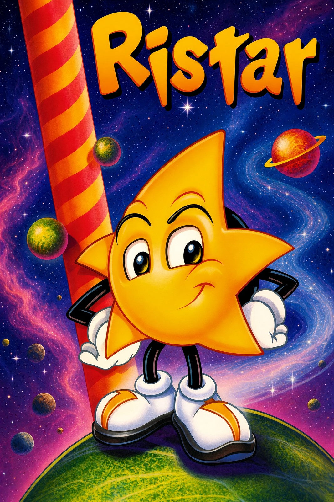 Ristar Yellow Star Character Poster – Retro Video Game Art Wall Art Decor