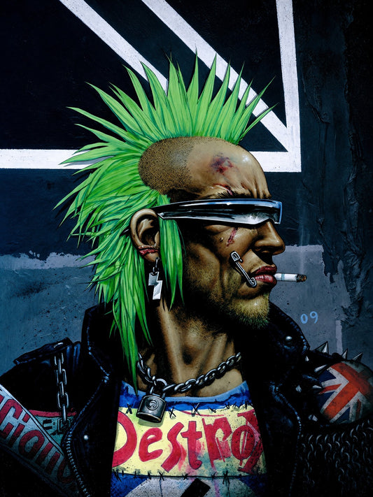 SIMON BISLEY PUNK ROCKER POSTER – CYBERPUNK MOHAWK PORTRAIT 2009 Wall Art Decor