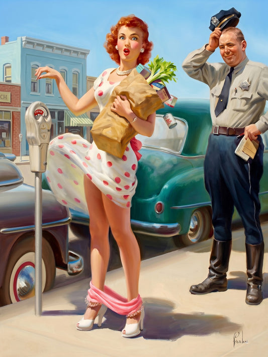 Art Frahm No Time to Lose 1951 Poster – Vintage Pin-Up Woman Wall Art Decor