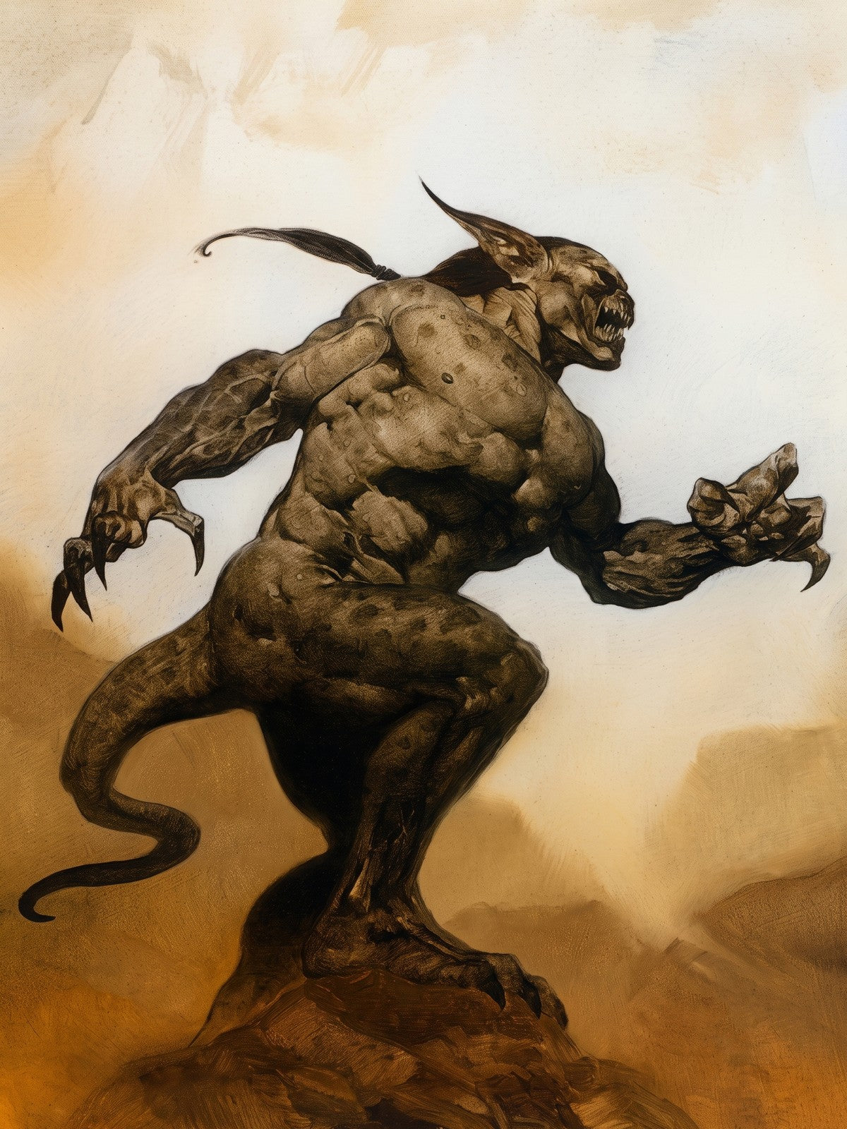 Gerald Brom Demon of the Earth Poster 1995 – Dark Fantasy Art Wall Art Decor