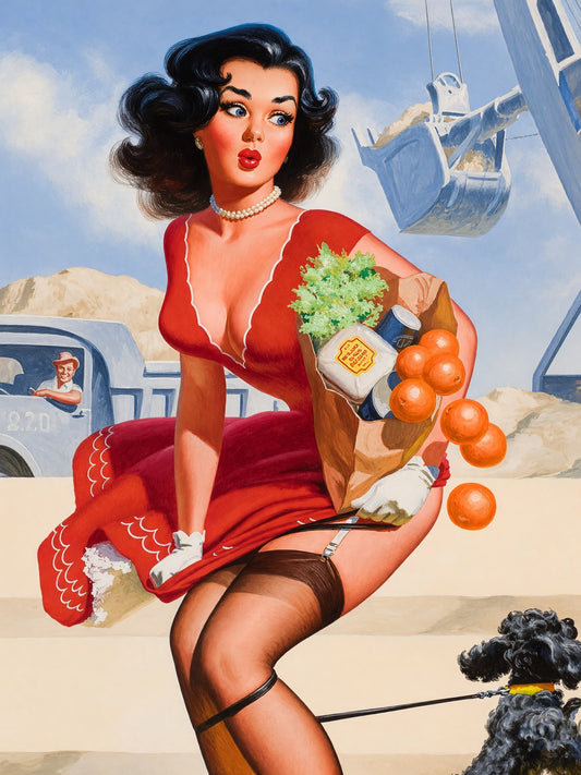 Art Frahm Slip Tease 1953 Poster – Vintage Pin-Up Beach Wall Art Decor