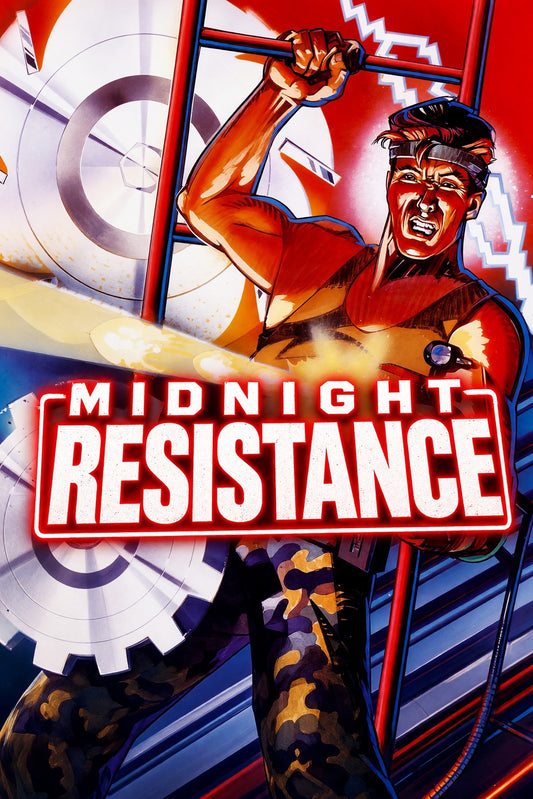 Midnight Resistance Poster – Red Rebel Fighter Retro Game Art Wall Art Decor