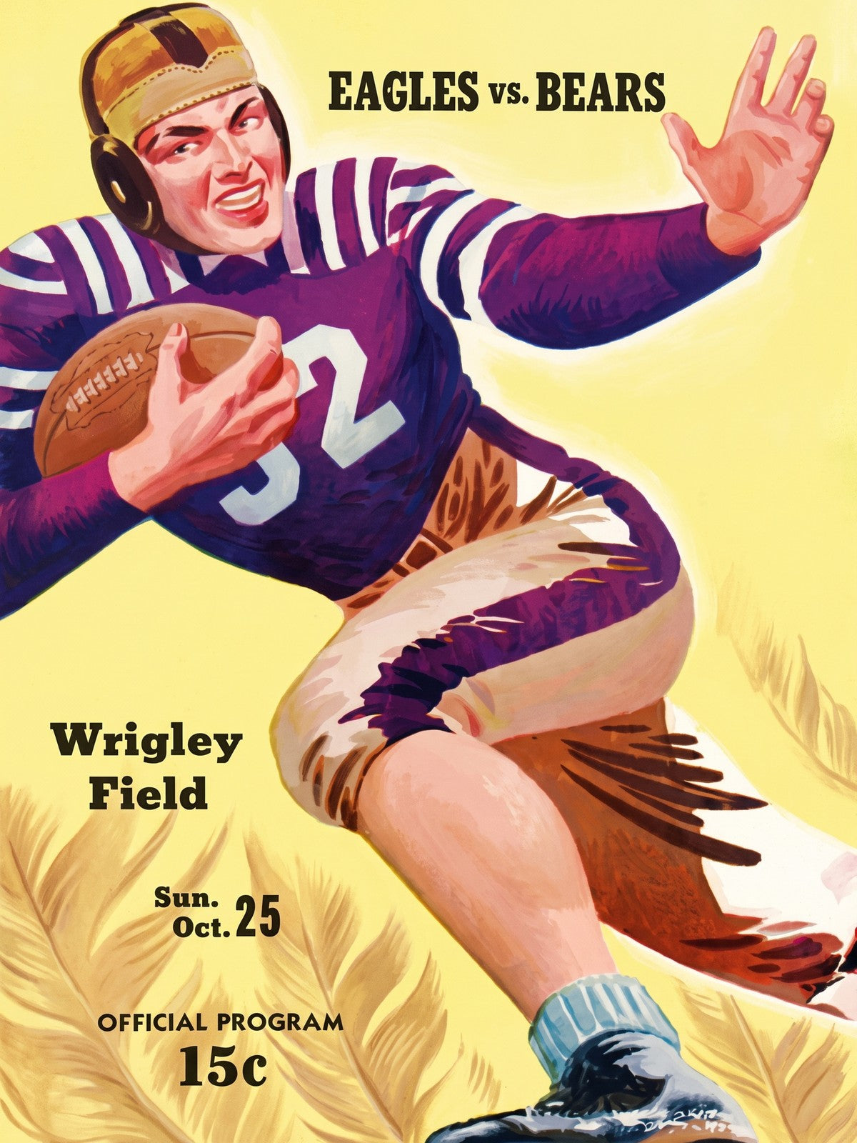 Philadelphia Eagles vs Chicago Bears Football Program Poster Wrigley Field Art