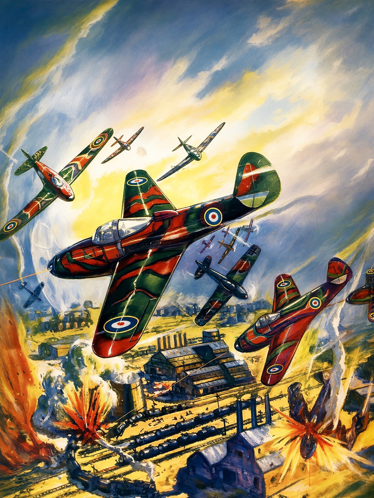 Rudolph Belarski High Ramparts 1941 Poster – WWII RAF Aircraft Battle Art