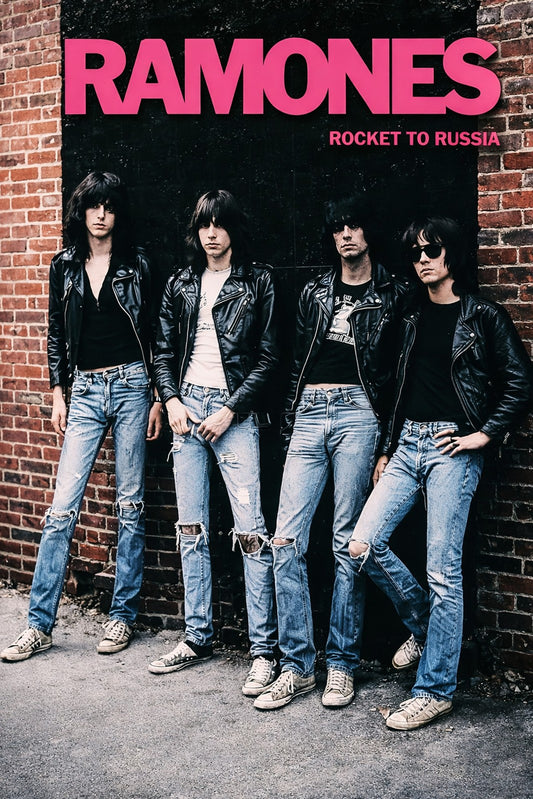 Ramones Rocket to Russia Album Poster – Punk Rock Icons Leather Jackets