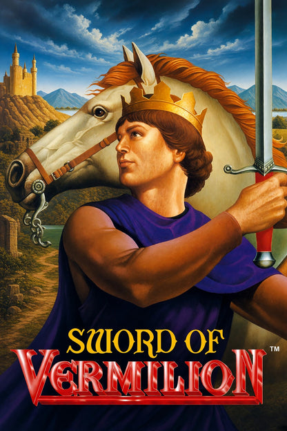 Sword of Vermilion Poster – Medieval Knight with Horse Fantasy Art