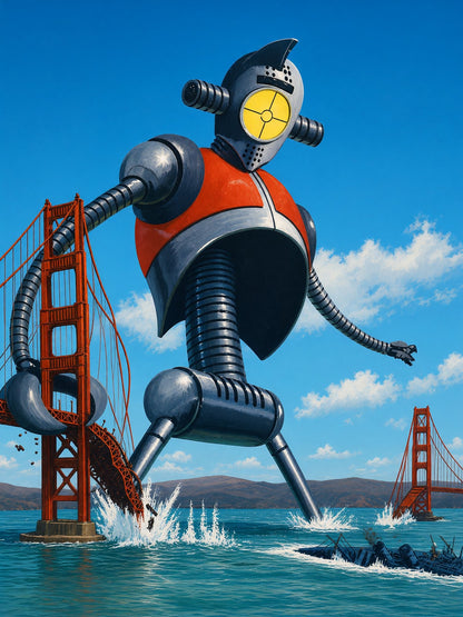 Edward Valigursky Giant Robot San Francisco Poster 1956 Wall Art Decor