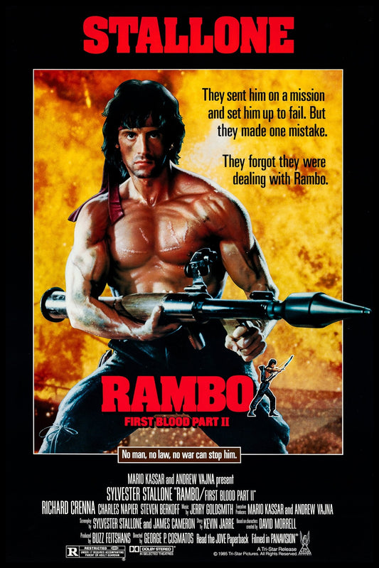 Rambo First Blood Part II 1985 Movie Poster – 80s Action Classic Wall Art