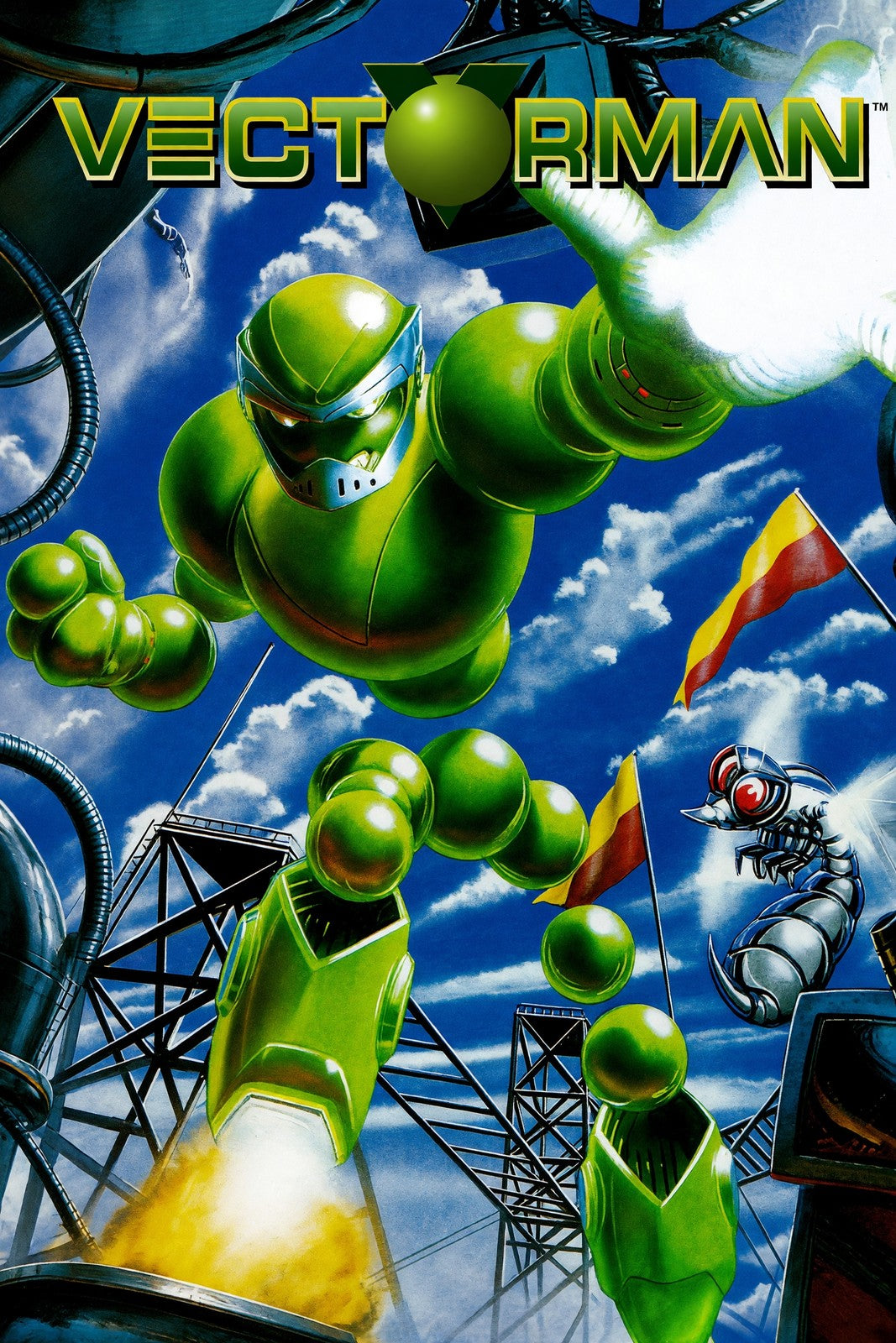 Vectorman Poster – Green Robot Hero Video Game Art Print Wall Art Decor