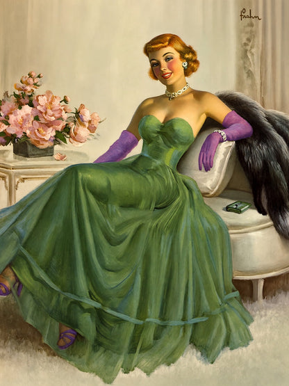 Evening's Interlude by Art Frahm 1950 Poster – Elegant Woman Wall Art Decor