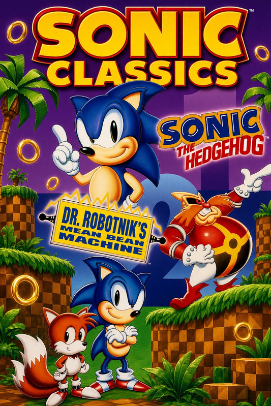 Sonic Classics Poster – Hedgehog & Dr. Robotnik's Mean Machines Wall Art Decor