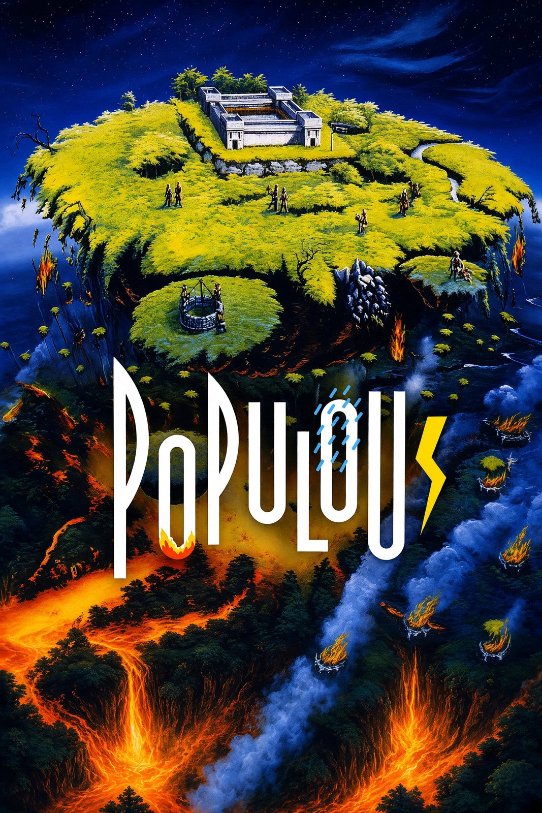 Populous Poster - Floating Island Castle God Game Art Wall Art Decor