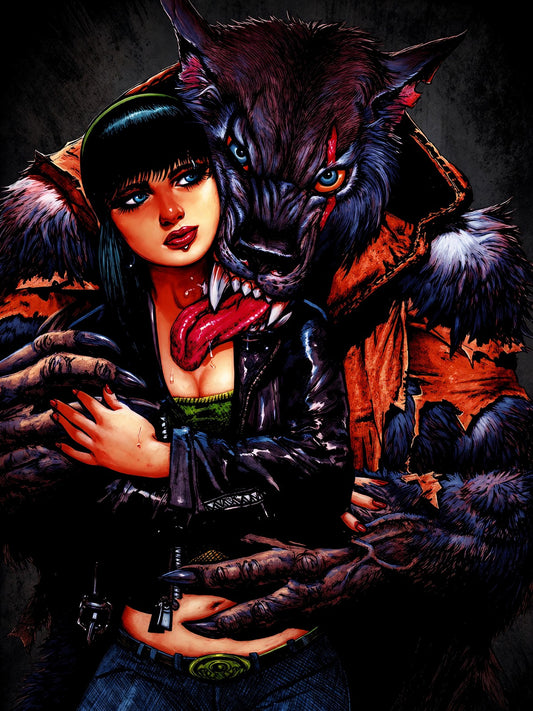 SIMON BISLEY WEREWOLF AND VICTIM POSTER – 1995 DARK FANTASY ART Wall Art Decor