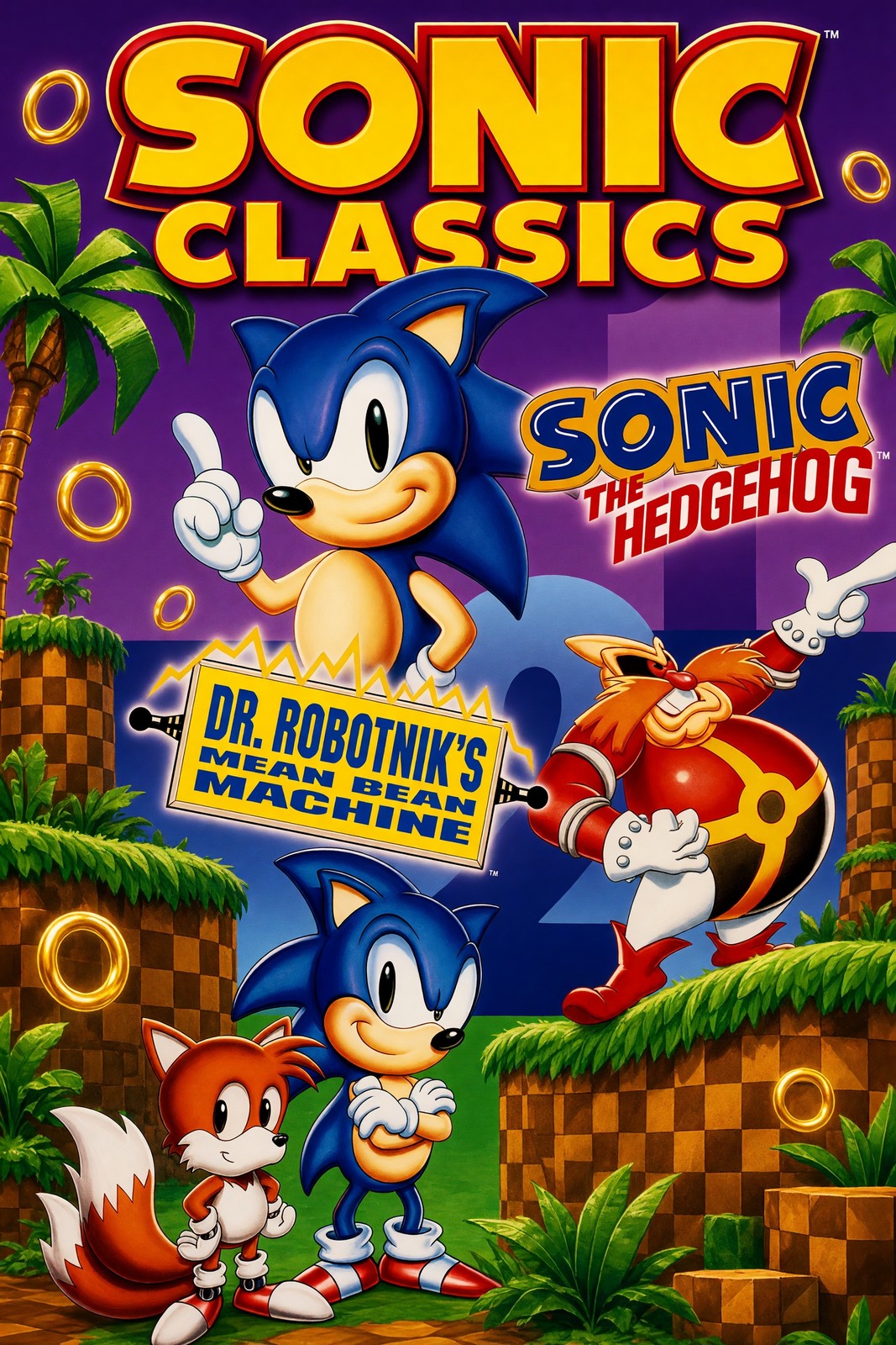 Sonic Classics Poster – Hedgehog & Dr. Robotnik's Mean Machines Wall Art Decor