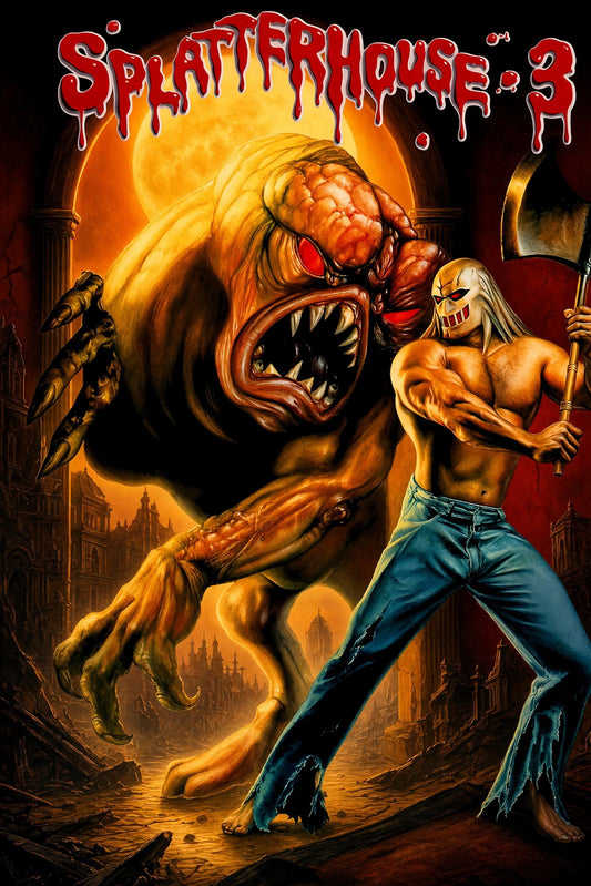 Splatterhouse 3 Poster – Demon Monster Warrior Battle Art Wall Art Decor