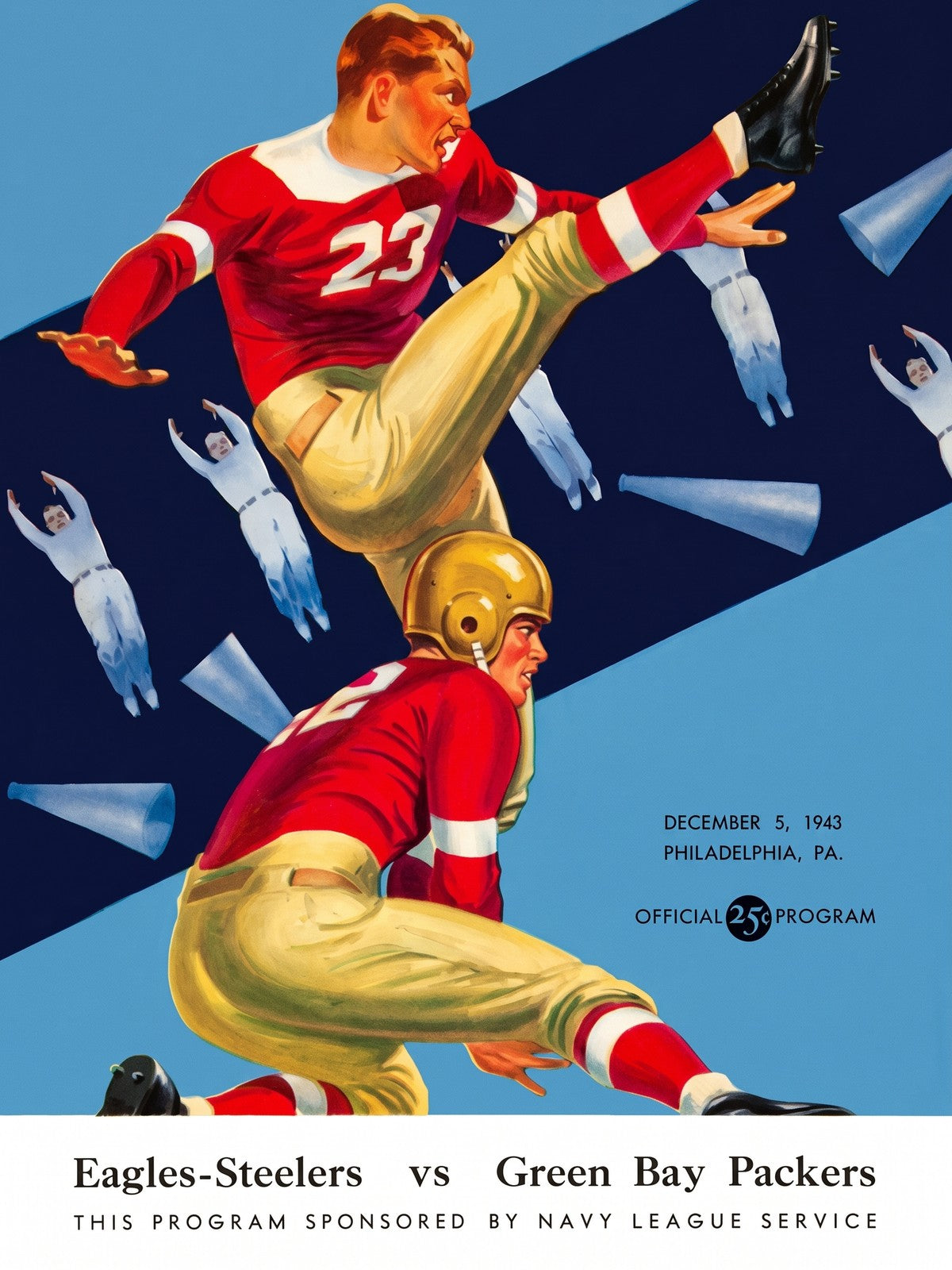 1943 Steagles Football Program Poster Eagles Steelers Wartime Vintage Wall Art