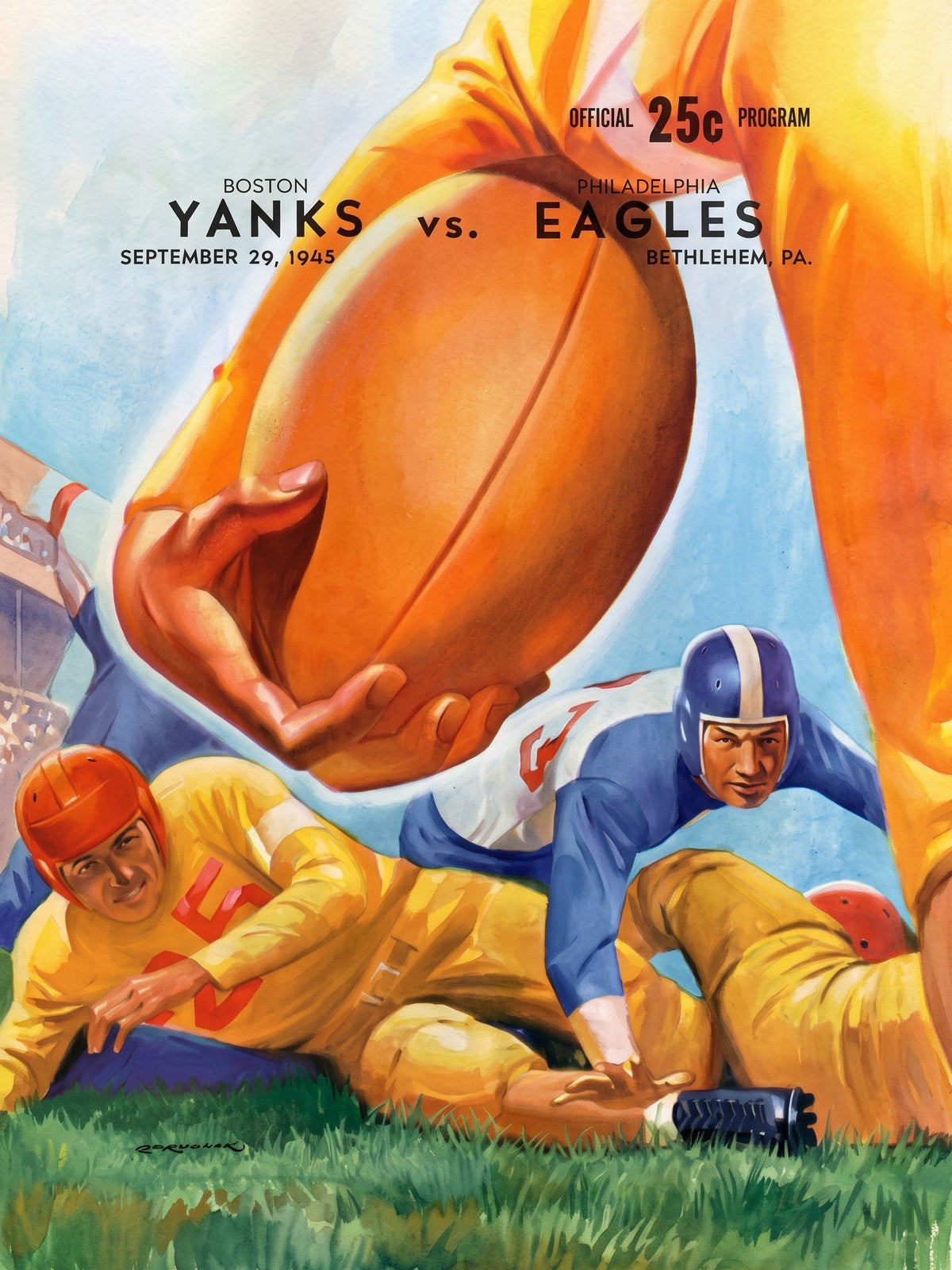 Boston Yanks vs Philadelphia Eagles 1945 Football Poster Wall Art Decor