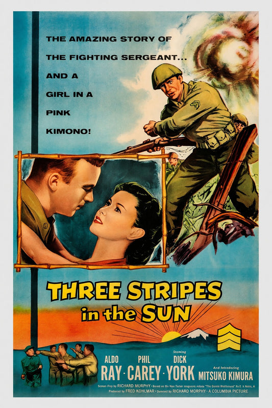 Three Stripes in the Sun 1955 Movie Poster – Classic War Romance Film Print