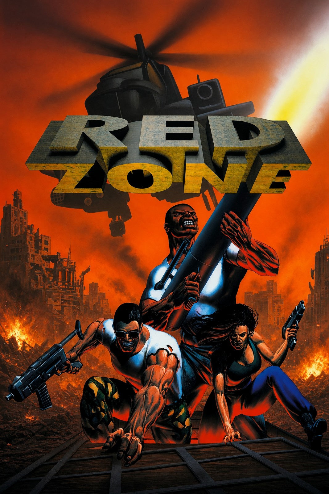 Red Zone Poster – Apocalyptic Soldier Action Art Wall Art Decor