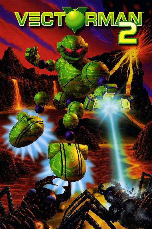 Vectorman 2 Retro Video Game Poster – Green Robot Warrior Action Wall Art Decor