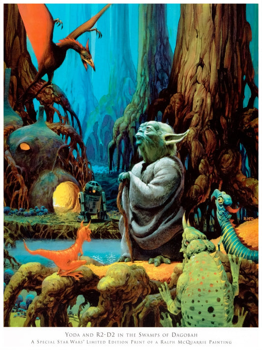 RALPH MCQUARRIE POSTER - YODA R2-D2 SWAMPS DAGOBAH STAR WARS ART