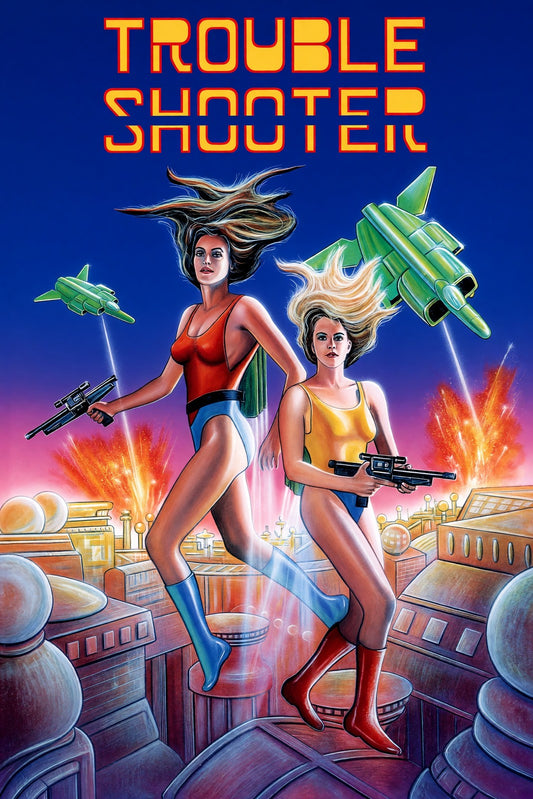 Trouble Shooter Poster – Retro Arcade Action Game Cover Art Wall Art Decor