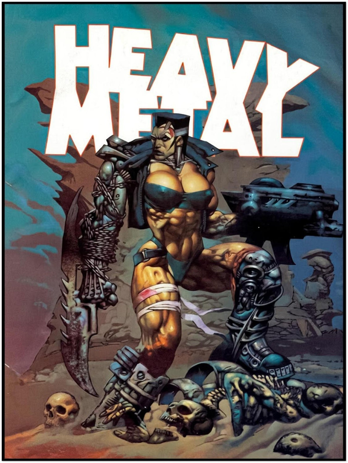 SIMON BISLEY HEAVY METAL POSTER V17#3 COVER WARLADY FUTURISTIC WARRIOR ART