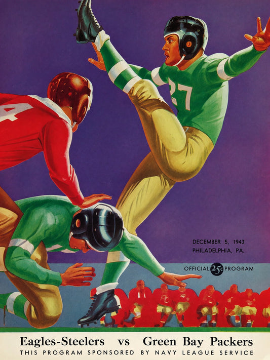 Vintage Football Poster 1943 Eagles-Steelers Green Bay Packers Wall Art Decor