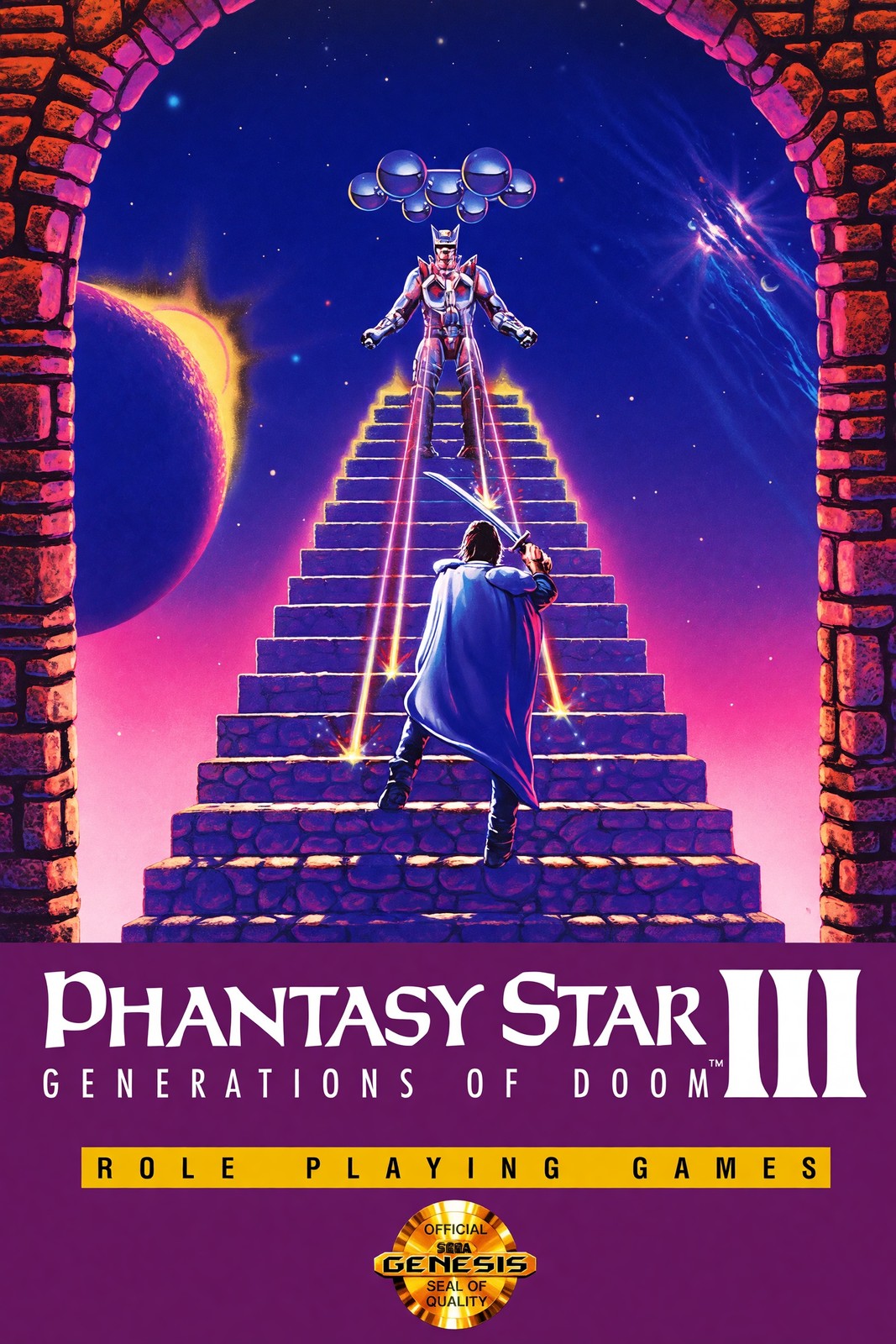 Phantasy Star III Generations of Doom Poster – Sci-Fi RPG Warrior Wall Art Decor