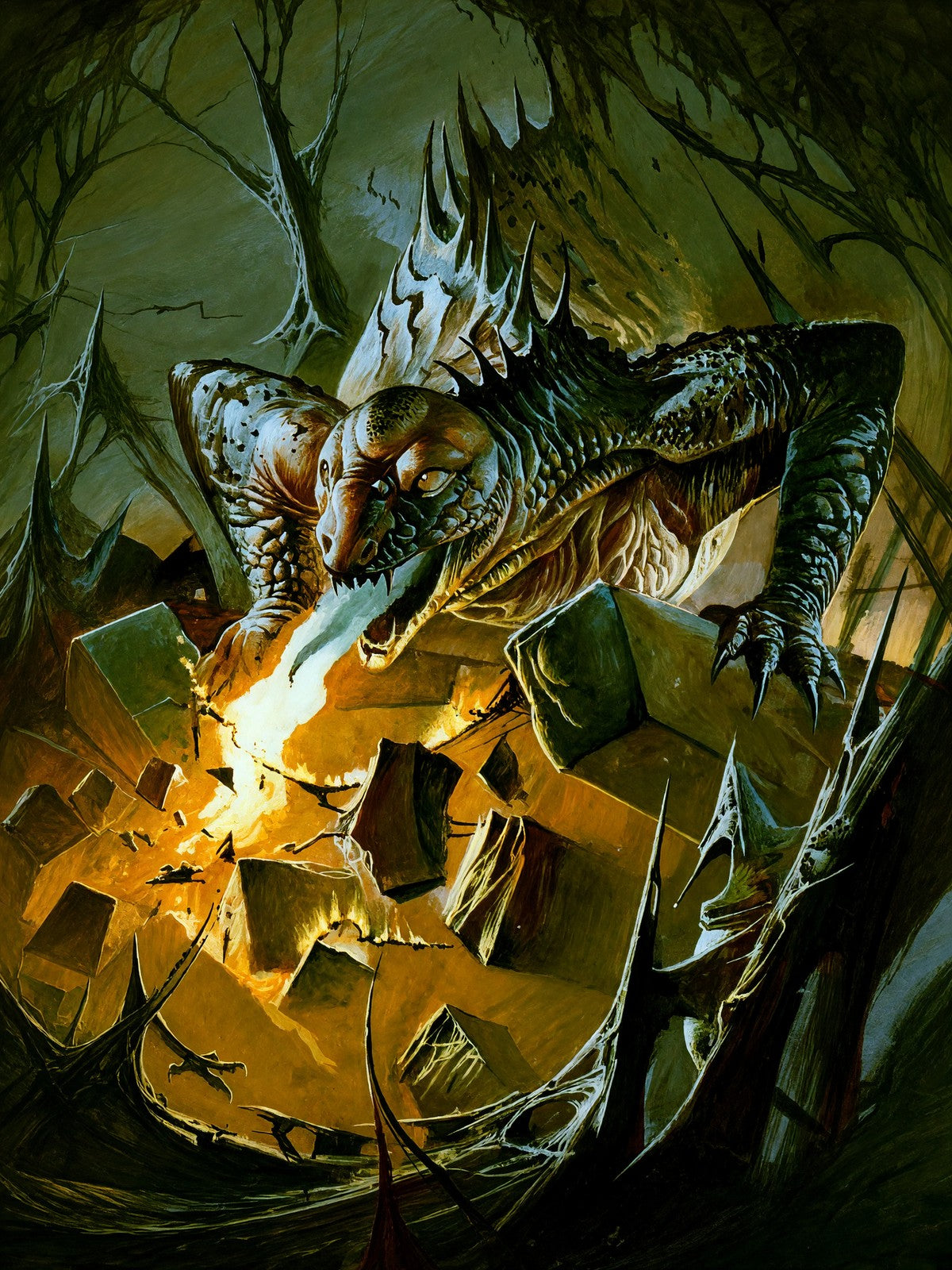 Bruce Pennington Earthshaker 1990 Poster – Dragon Fantasy Art Wall Art Decor