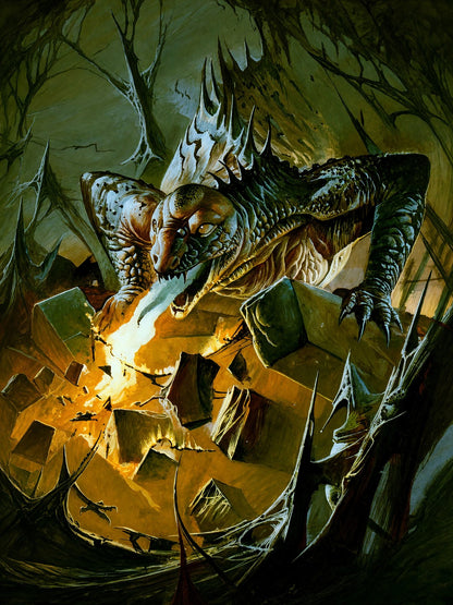 Bruce Pennington Earthshaker 1990 Poster – Dragon Fantasy Art Wall Art Decor