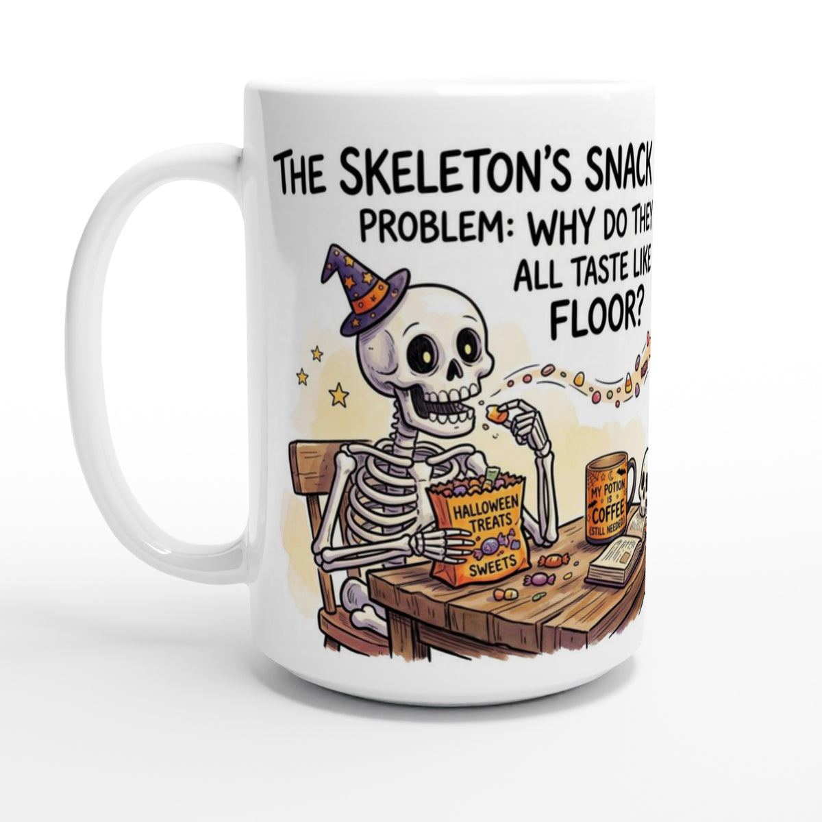 Skeleton's Snack Problem Funny Halloween Ceramic Coffee Mug