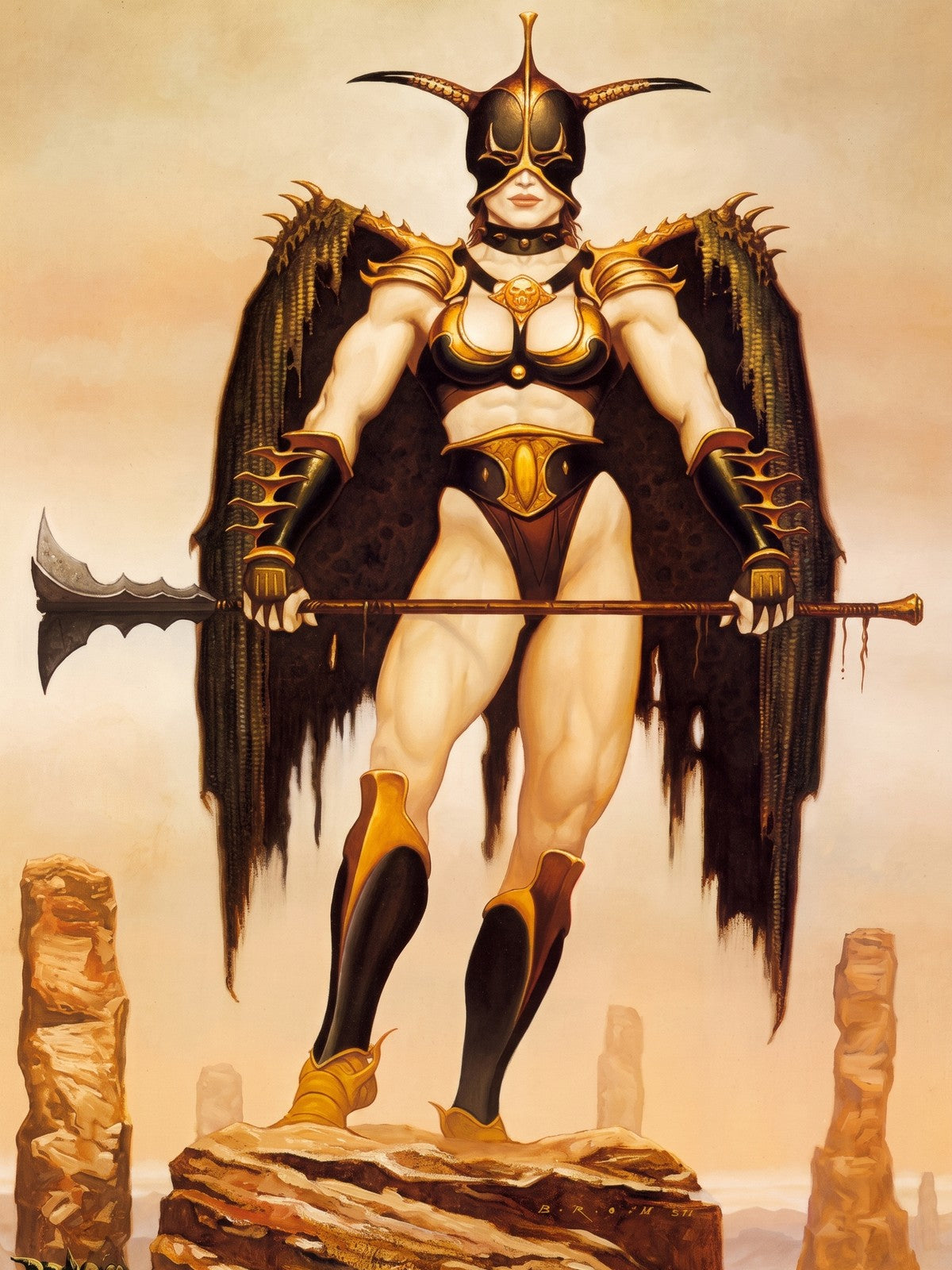 Gerald Brom The Valkyrie 1992 Poster – Fantasy Warrior Woman Wall Art Decor