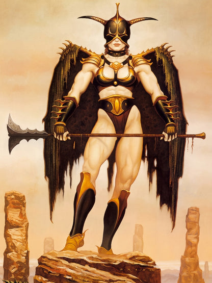 Gerald Brom The Valkyrie 1992 Poster – Fantasy Warrior Woman Wall Art Decor