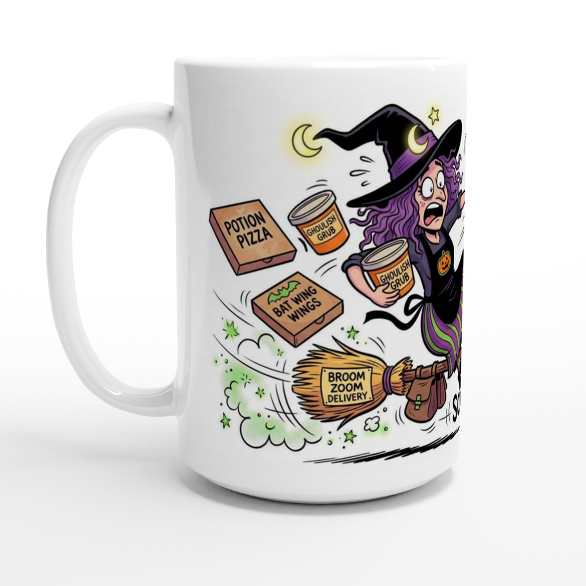 Broom Zoom Delivery Funny Witch Halloween Ceramic Coffee Mug