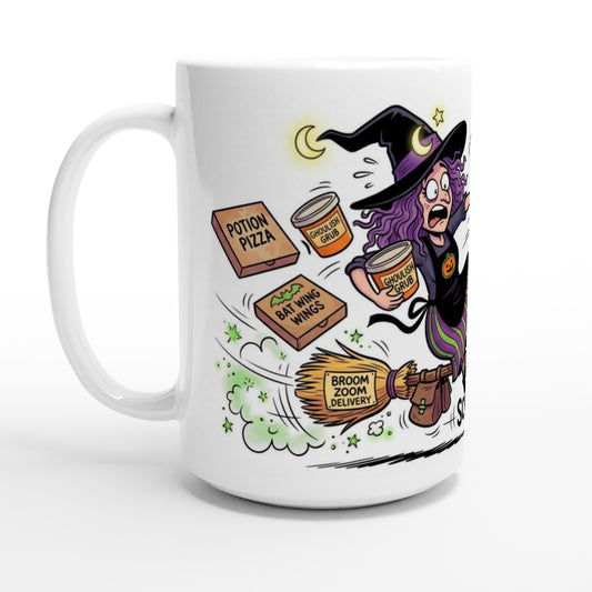 Broom Zoom Delivery Funny Witch Halloween Ceramic Coffee Mug