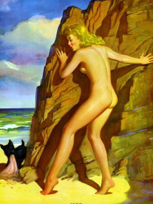 Slip Tease by Art Frahm 1950 Poster – Vintage Pin-Up Beach Art Wall Art Decor