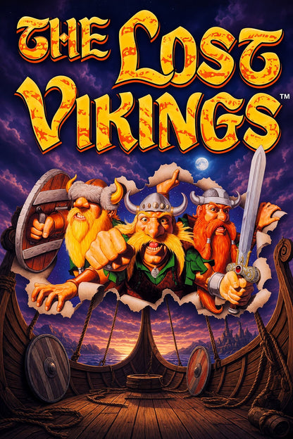 The Lost Vikings Poster – Fantasy Adventure Warriors Wall Art Decor