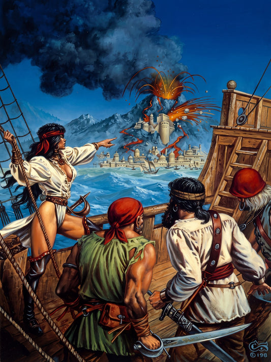 PIRATES DUNGEONS & DRAGONS BY CLYDE CALDWELL POSTER FANTASY VIBRANT-COLORED