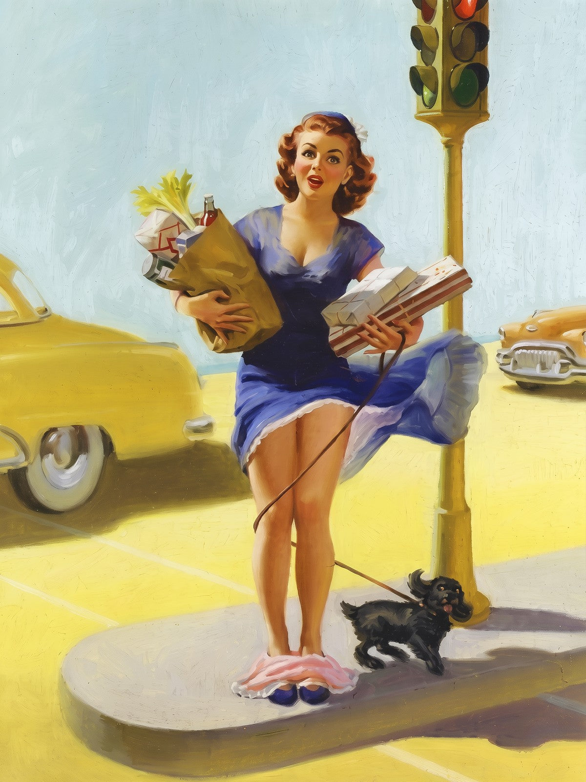 No Time to Go by Art Frahm 1955 Poster – Retro Pin-Up Woman Wall Art Decor
