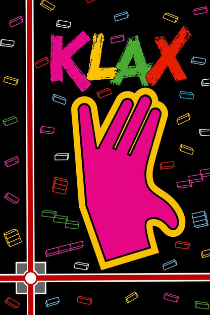 KLAX Arcade Game Poster – Neon Hand High Five Retro 80s Wall Art Decor