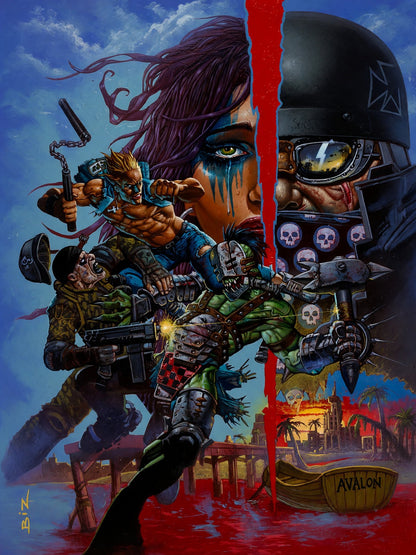 SIMON BISLEY AVALON POSTER – DARK FANTASY WARRIOR WOMAN WITH SKULL HELM