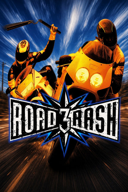 Road Crash Motorcycle Poster – Action Bike Racing 80s Art Wall Art Decor